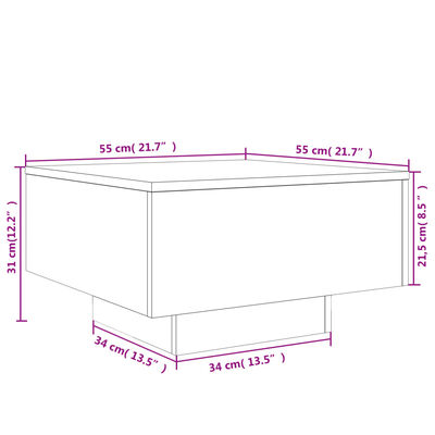 vidaXL Couchtisch Braun Eichen-Optik 55x55x31 cm Holzwerkstoff