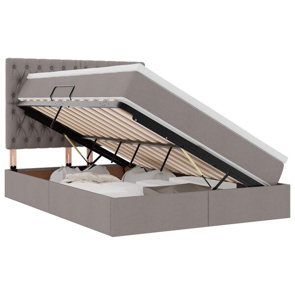 vidaXL Bett mit Stauraum und LED mit LED Taupe 140 x 200 cm Polyester