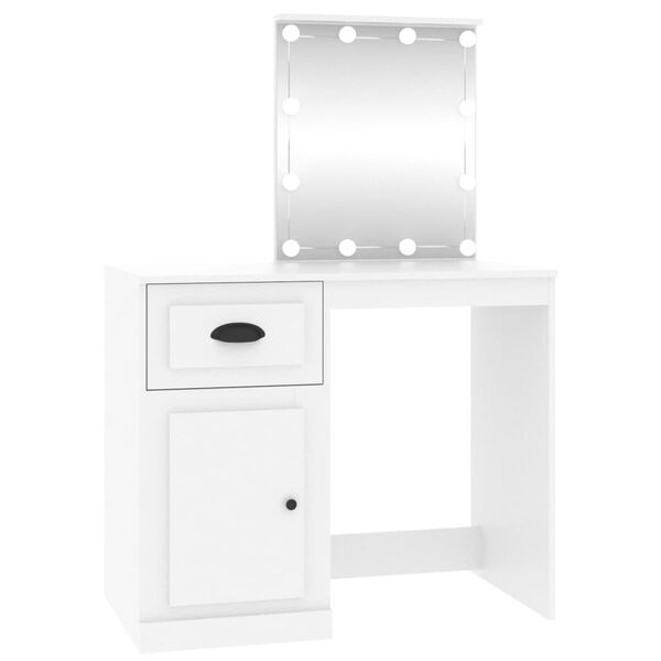 vidaXL Schminktisch mit LED Wei&szlig; 90x50x132,5 cm Holzwerkstoff