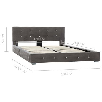 vidaXL Bett mit Matratze Grau Samt 120 x 200 cm
