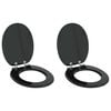 vidaXL Toilettensitz 2 pcs Schwarz 44 x 38 cm MDF-Platte