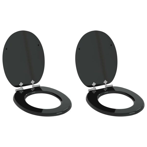 vidaXL Toilettensitz 2 pcs Schwarz 44 x 38 cm MDF-Platte