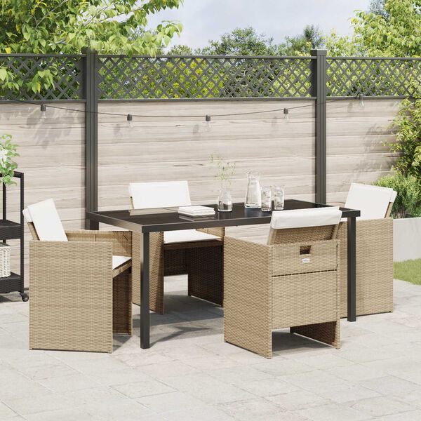 vidaXL Garten Essgruppe 5 pcs Beige Poly-Rattan