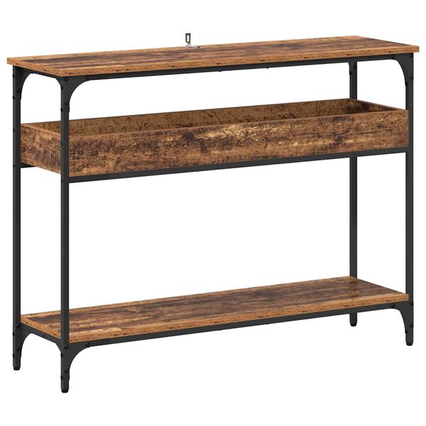 vidaXL Konsolentisch mit Regal Altholz 100 x 29 x 75 cm Holzwerkstoff
