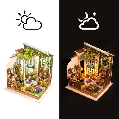 Robotime Miniatur-Modellbausatz Miller's Garden mit LED-Licht