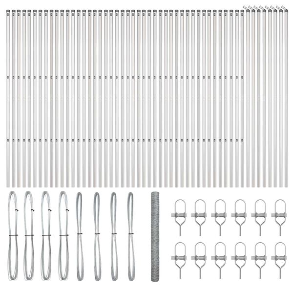vidaXL Zaunpfosten Silber 100 x 1,6 m (36 mm Maschen) Stahl