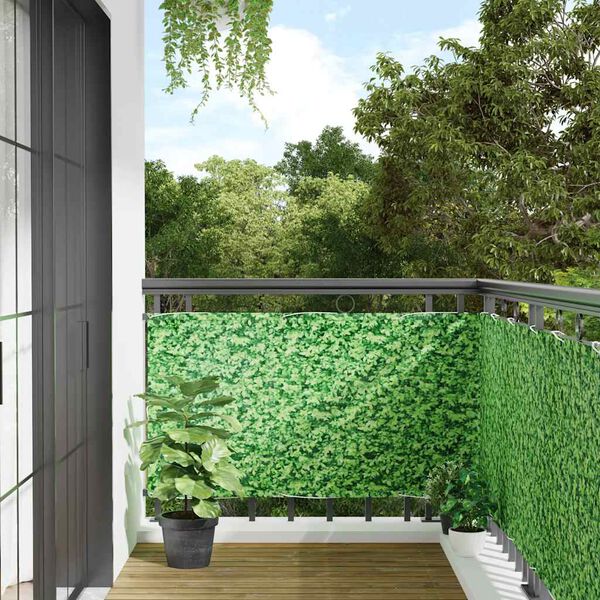 vidaXL Balkon-Sichtschutz Pflanzen-Optik Gr&uuml;n 300x75 cm PVC