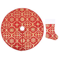 vidaXL Luxus-Weihnachtsbaumdecke mit Socke Rot 90 cm Stoff
