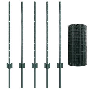 vidaXL Euro-Zaun mit Pfosten 10 x 0,8 m PVC-beschichteter Stahl Gr&uuml;n
