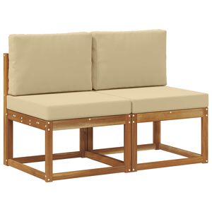 vidaXL 2 St&uuml;ck Outdoor Mittelsofa Massivholz Akazie Natur