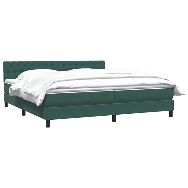 vidaXL Boxspringbett mit Matratze Dunkelgr&uuml;n 200x210 cm Samt