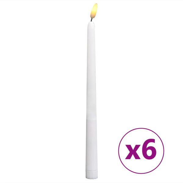 vidaXL LED-Stabkerzen 6 Stk. Flammenlos Elektrisch Warmwei&szlig;