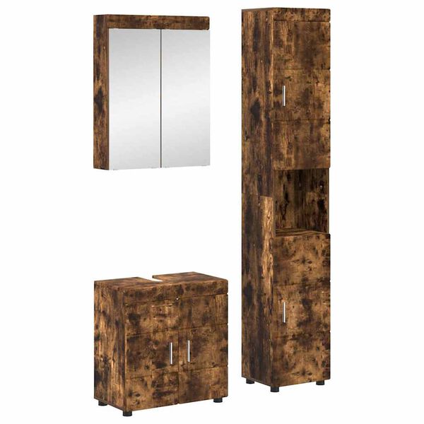 vidaXL Badezimmerm&ouml;bel-Set TULUM Ger&auml;ucherte Eiche Holzwerkstoff
