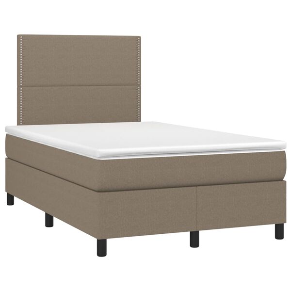vidaXL Boxspringbett mit Matratze & LED Taupe 120x200 cm Stoff