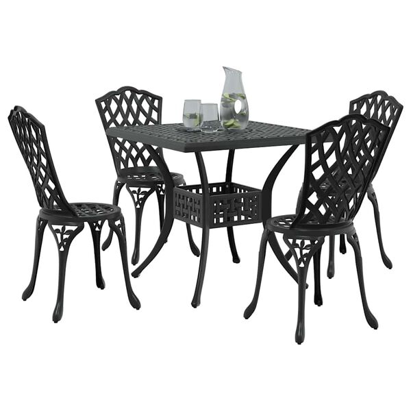 vidaXL Gartentisch Set 5 pcs Schwarz Gussaluminium