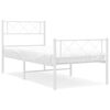 vidaXL Bettgestell mit Kopf- und Fu&szlig;teil Metall Wei&szlig; 107x203 cm