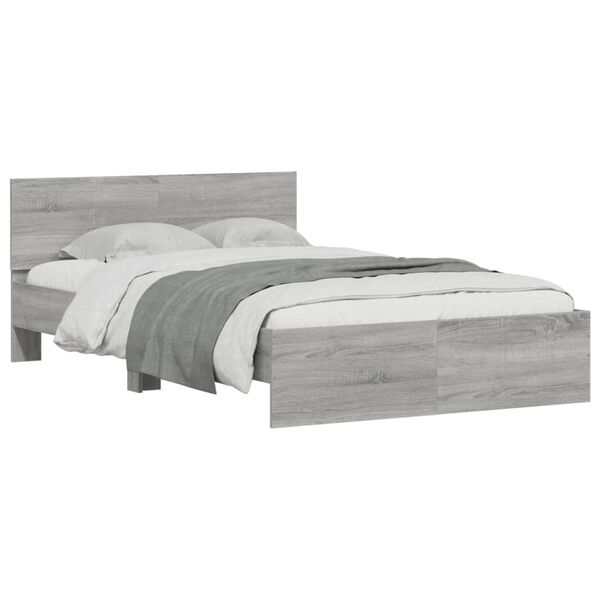 vidaXL Bettgestell mit Kopfteil Grau Sonoma 135x190 cm
