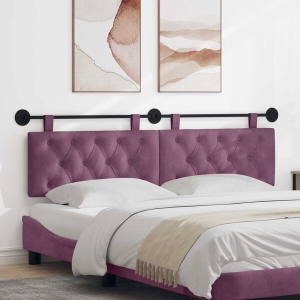 vidaXL H&auml;ngevorderseite Wandmontiert Lila 170 x 55 x 7 cm Samt