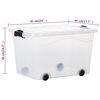 vidaXL Aufbewahrungsboxen mit Rollen & Deckeln 2 Stk. Transparent 60 L
