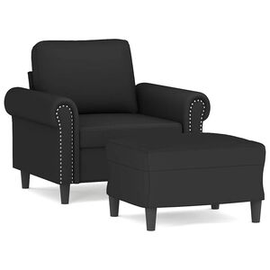 vidaXL Sessel mit Hocker Schwarz 60 cm Samt