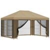 vidaXL Garten Pavillon mit Seitenw&auml;nden 4 x 3 m Beige
