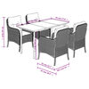 vidaXL 5-tlg. Garten-Essgruppe mit Kissen Grau Poly Rattan