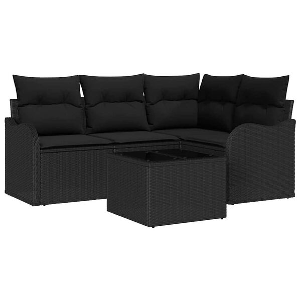 vidaXL Gartensofa-set Schwarz Poly-Rattan