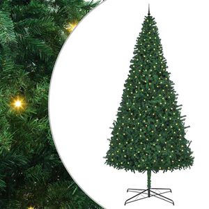 vidaXL Weihnachtsbaum mit dekorativen Lichterketten Gr&uuml;n 400 cm PVC