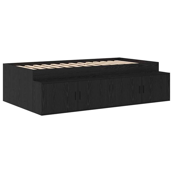 vidaXL Bettrahmen Schwarz Eichen-Optik 90 x 190 cm Holzwerkstoff