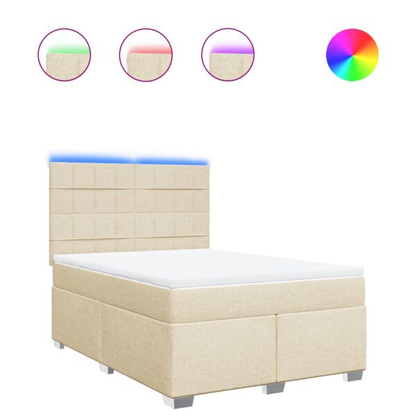 vidaXL Boxspringbett mit Matratze Creme 140x200 cm Stoff
