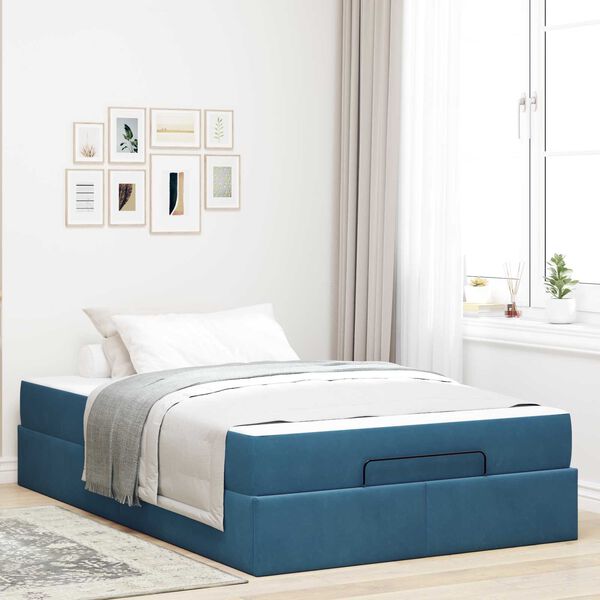 vidaXL Bettgestell mit Matratze mit Matratze 2 pcs Blau Samt
