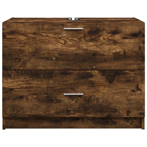 vidaXL Waschbeckenunterschrank R&auml;uchereiche 78x37x59 cm Holzwerkstoff