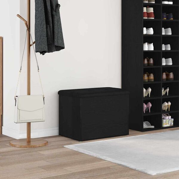 vidaXL Sitzbank mit Stauraum Schwarz Eichen-Optik 62 x 42 x 45 cm