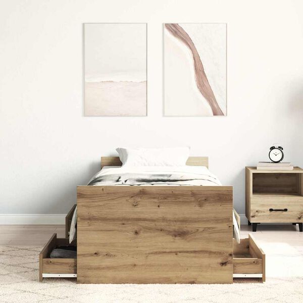 vidaXL Bettgestell ohne Matratze Artisan-Eiche 90x200cm Holzwerkstoff
