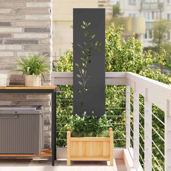 vidaXL Garten Sichtschutz-Leinwand Floral Schwarz 32 x 140 cm