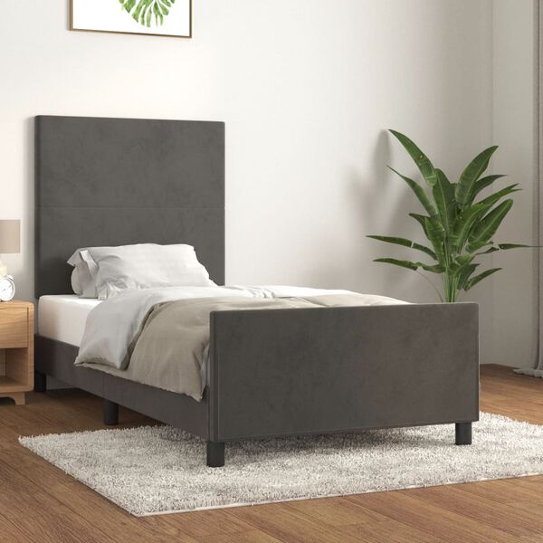 vidaXL Bettgestell ohne Matratze Dunkelgrau 80x200 cm Samt