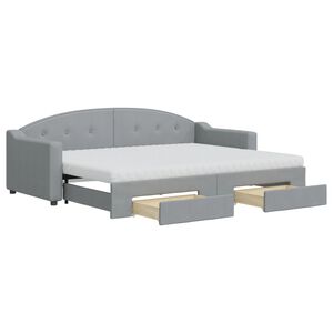 vidaXL Tagesbett Ausziehbar mit Schubladen Hellgrau 80x200 cm Stoff
