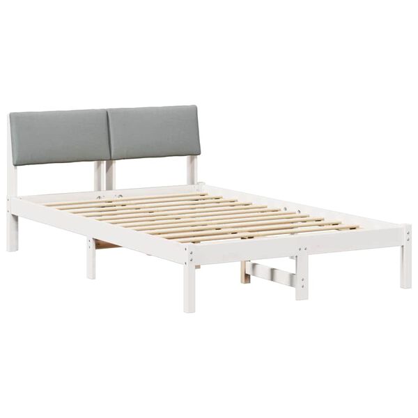 vidaXL Bettgestell Wei&szlig; und Hellgrau 120 x 200 cm Massivholz Kiefer