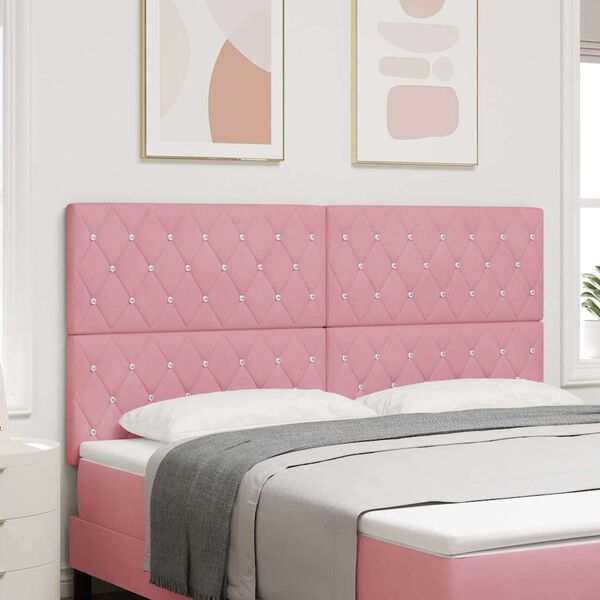 vidaXL LED Kopfteil mit LED-Lichtleisten Rosa 180 cm Polyester