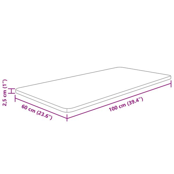 vidaXL Waschtischplatte Hellbraun 100x60x2,5 cm Massivholz Behandelt