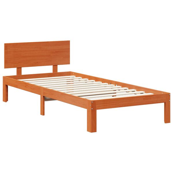 vidaXL Bettrahmen mit Kopfteil 2 pcs Wachsbraun Massivholz Kiefer
