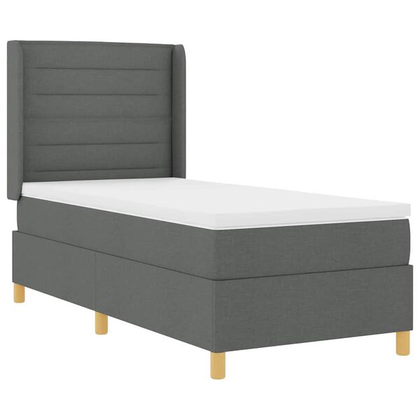 vidaXL Boxspringbett mit Matratze Dunkelgrau 80 x 200 cm Stoff