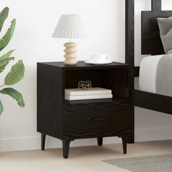 vidaXL Nachttisch Schwarz Eichen-Optik 40 x 35 x 47,5 cm Holzwerkstoff