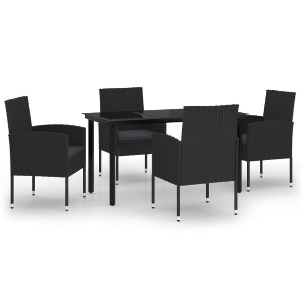vidaXL 5-tlg. Garten-Essgruppe Schwarz