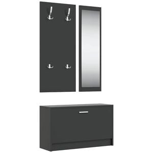 vidaXL 3-tlg. Flurm&ouml;bel-Set Schwarz Holzwerkstoff