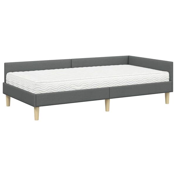 vidaXL Eckbettgestell mit Matratze mit Matratze 2 pcs Grau Stoff