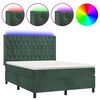 vidaXL Boxspringbett mit Matratze & LED Dunkelgr&uuml;n 140x190 cm Samt