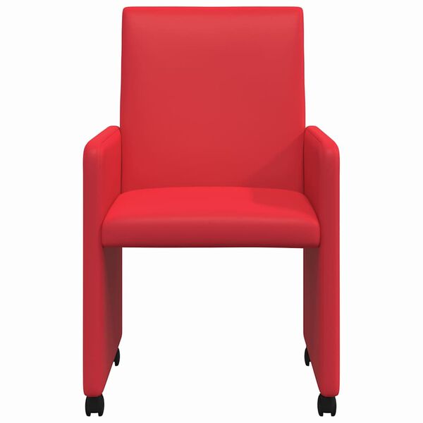 vidaXL Esszimmerst&uuml;hle mit Rollen 2 pcs Rot 57 x 66 x 94 cm Kunstleder
