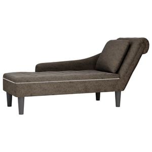 vidaXL Chaiselongue mit Kissen & Rechter Armlehne Grau Kunstleder