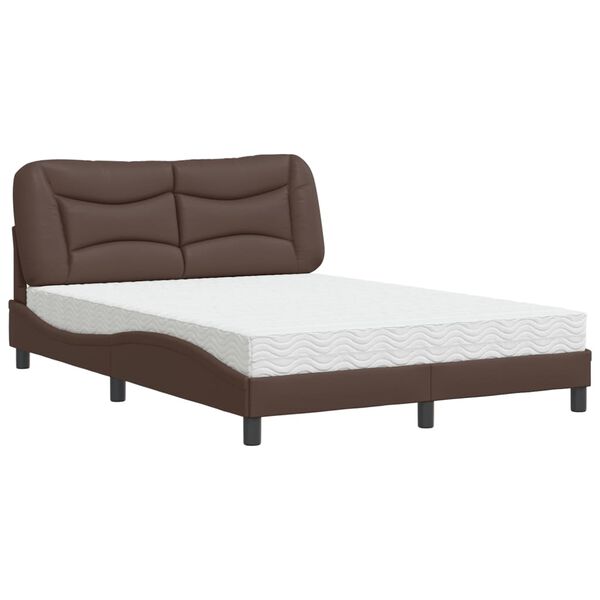 vidaXL Bett mit Matratze "Hvar" Braun 140x200 cm Kunstleder